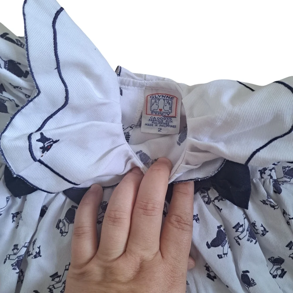 Vintage Kids Dress with Navy Print Toddler 2 Years - Picture 3 of 5